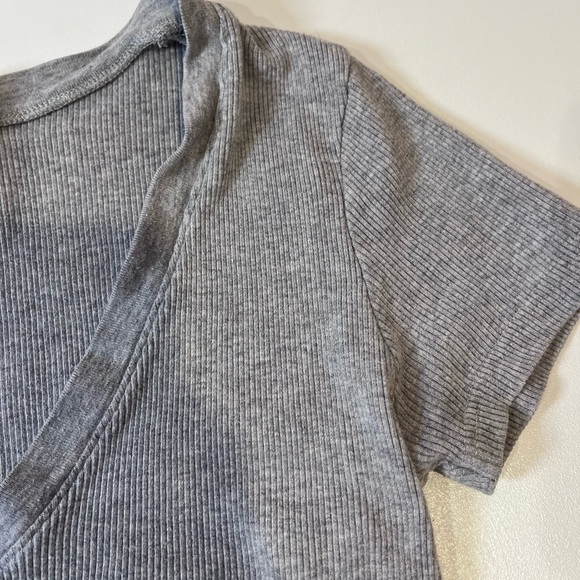 brandy melville gray v neck top - Picture 3 of 6